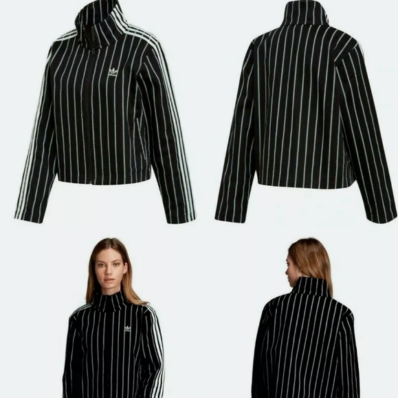 Adidas Originals 2pc Set Jacket  Pants Black Mint Pinstripe Cotton Denim L-XL/XL - Picture 7 of 14